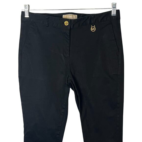 Michael Kors Pants Womens Size 8 Black Twill Ankle Mid Rise Pockets Logo Stretch - Picture 3 of 8